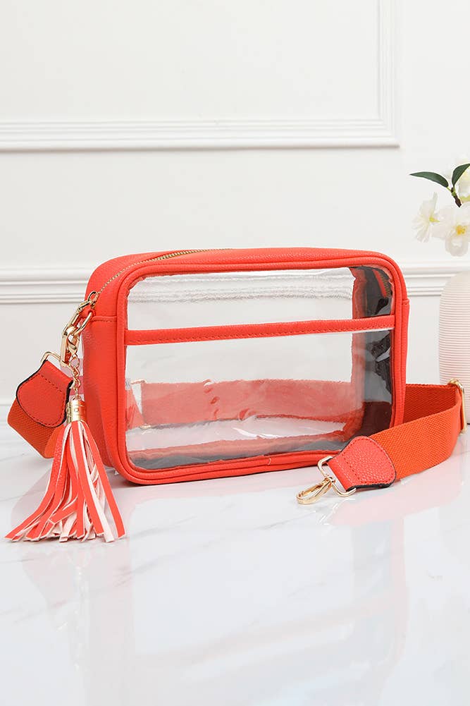 Clear PU Cross Body Camera Bag: Gold