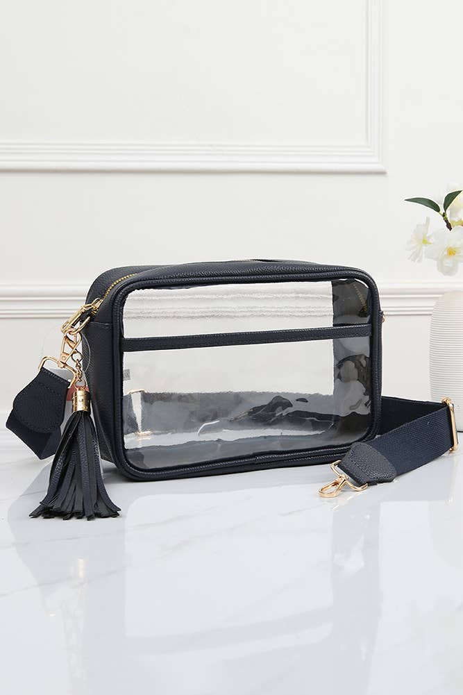 Clear PU Cross Body Camera Bag: Gold