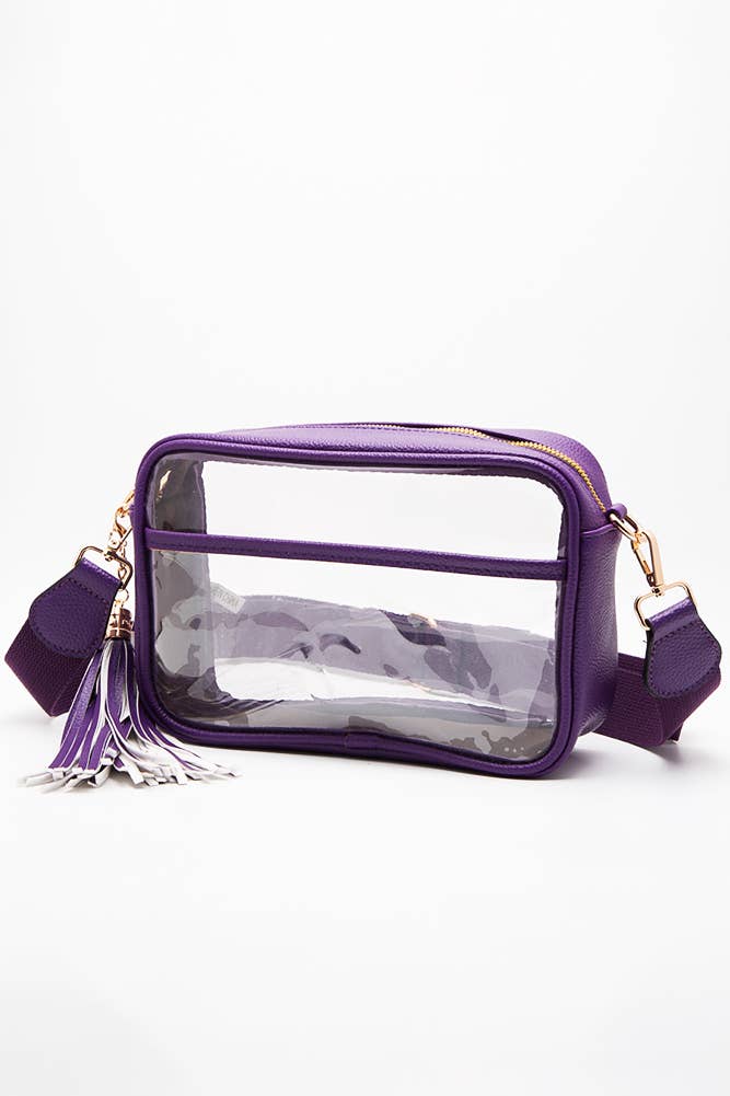 Clear PU Cross Body Game Day Bag: Gold