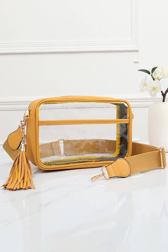 Clear PU Cross Body Game Day Bag: Gold