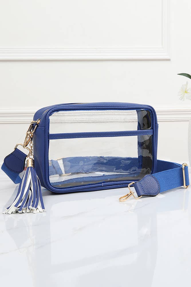 Clear PU Cross Body Game Day Bag: Gold