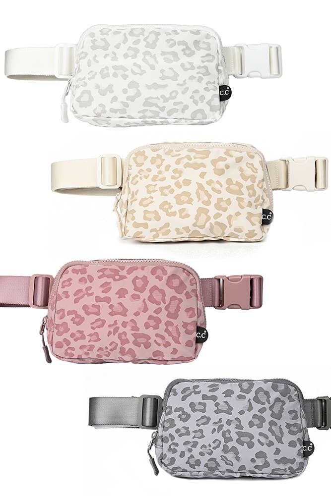 C.C Leopard Pattern Fanny Pack: Gray