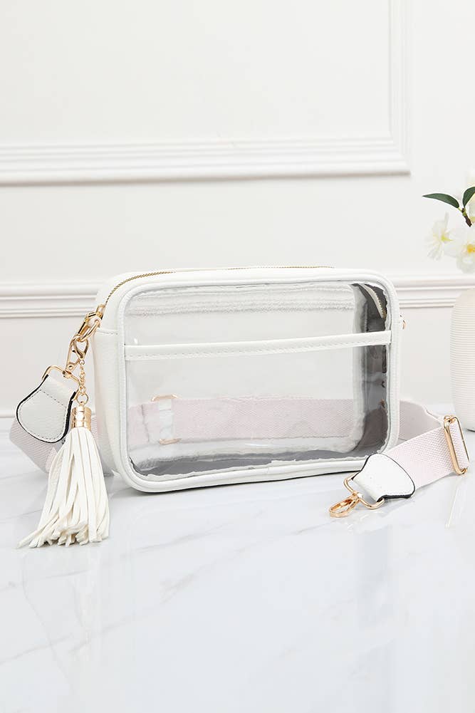 Clear PU Cross Body Game Day Bag: Gold