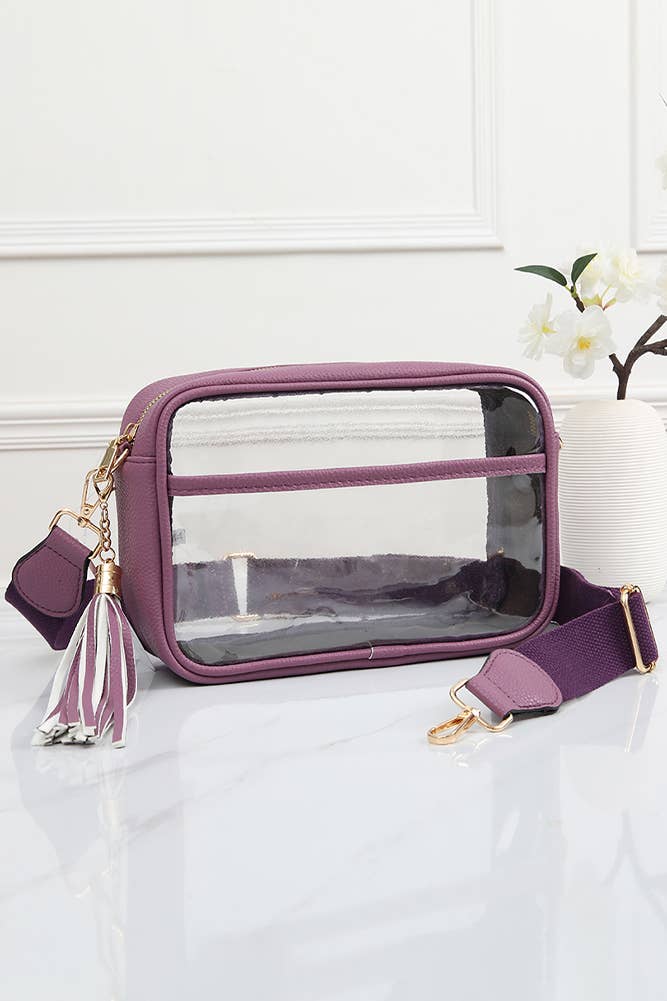 Clear PU Cross Body Camera Bag: Gold
