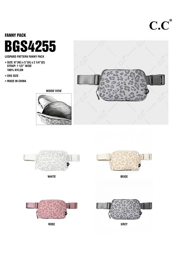 C.C Leopard Pattern Fanny Pack: Gray