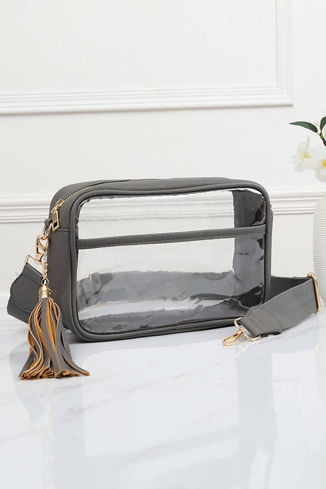 Clear PU Cross Body Game Day Bag: Gold