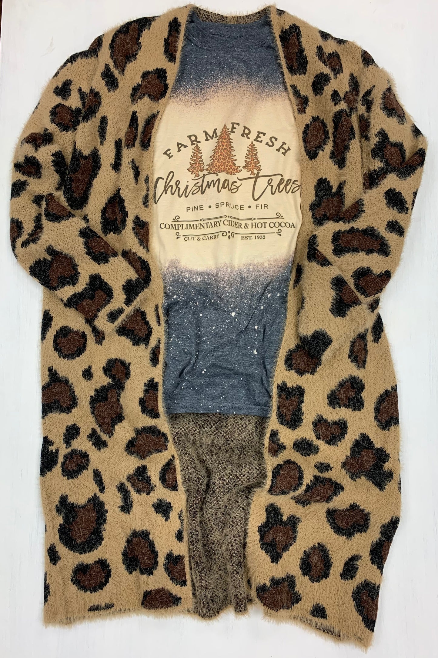 Pre Order Leopard Farm Fresh Christmas Tree Bleached Tee