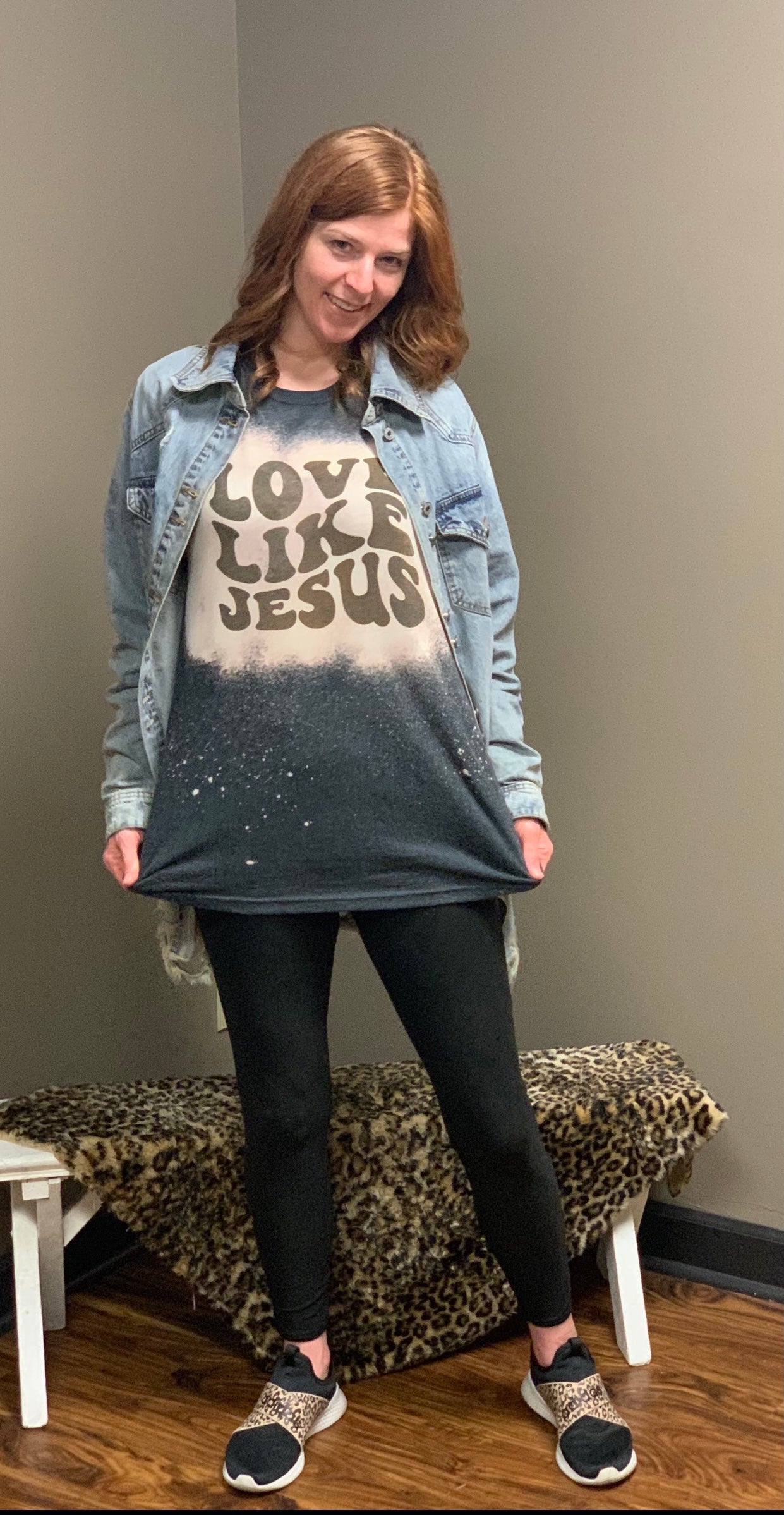 Pre Order Love Like Jesus Bleached Tee- black