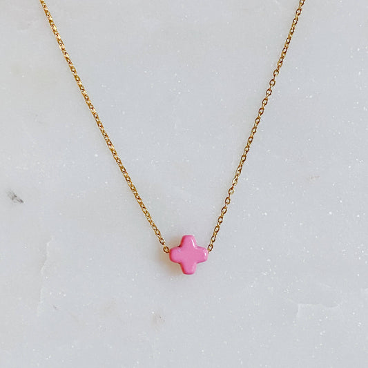 So Very Blessed Cross Necklace: Pink
