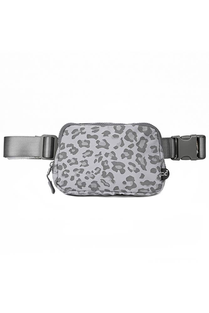 C.C Leopard Pattern Fanny Pack: Gray