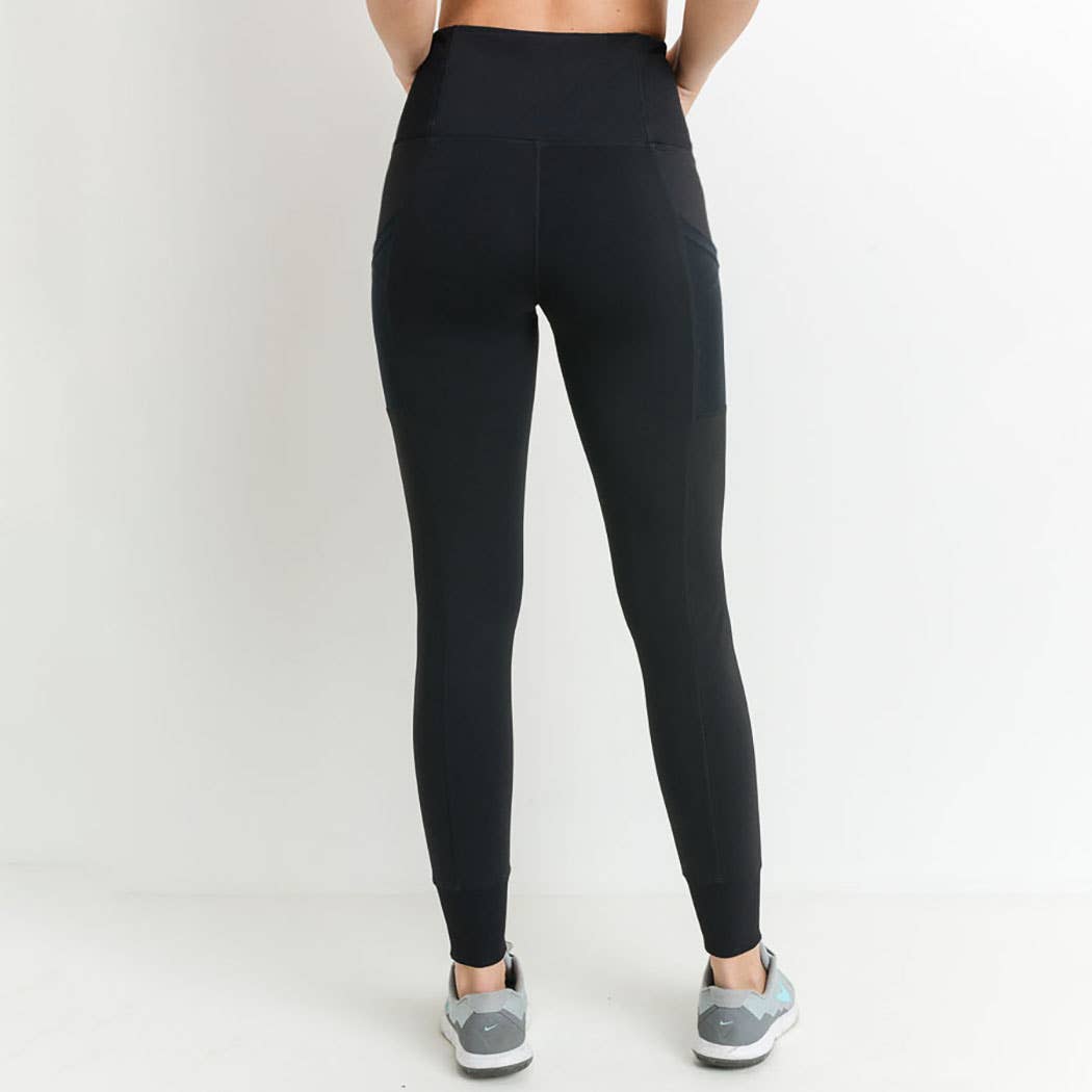 Overlay Side Pockets Full Leggings- black