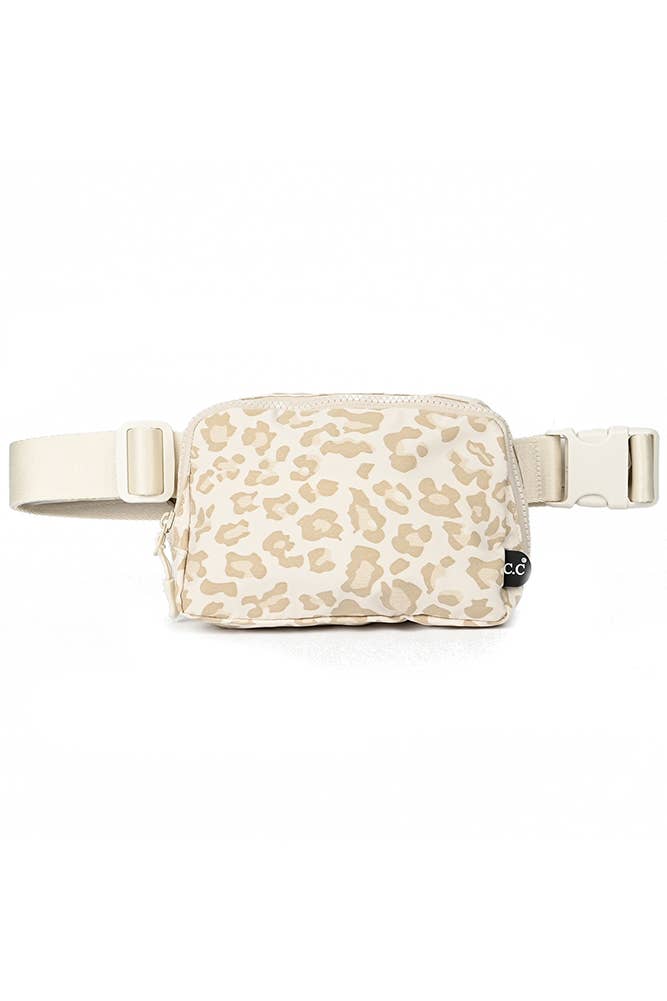 C.C Leopard Pattern Fanny Pack: Beige
