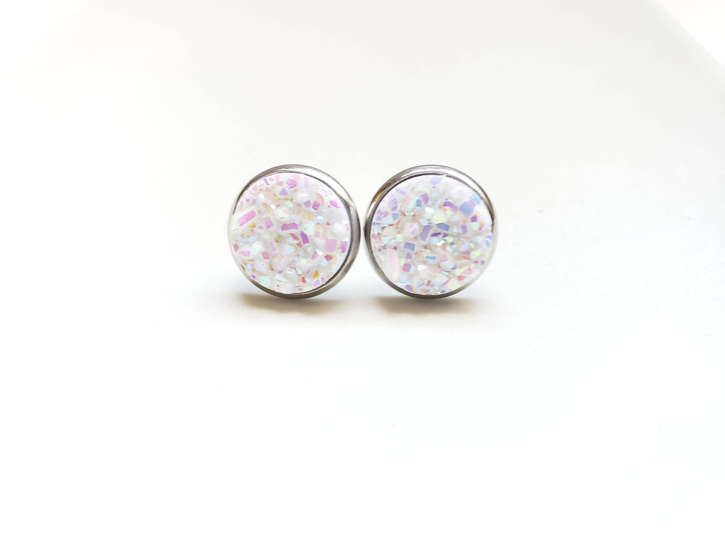 Spiffy & Splendid - White Druzy Stud Earrings