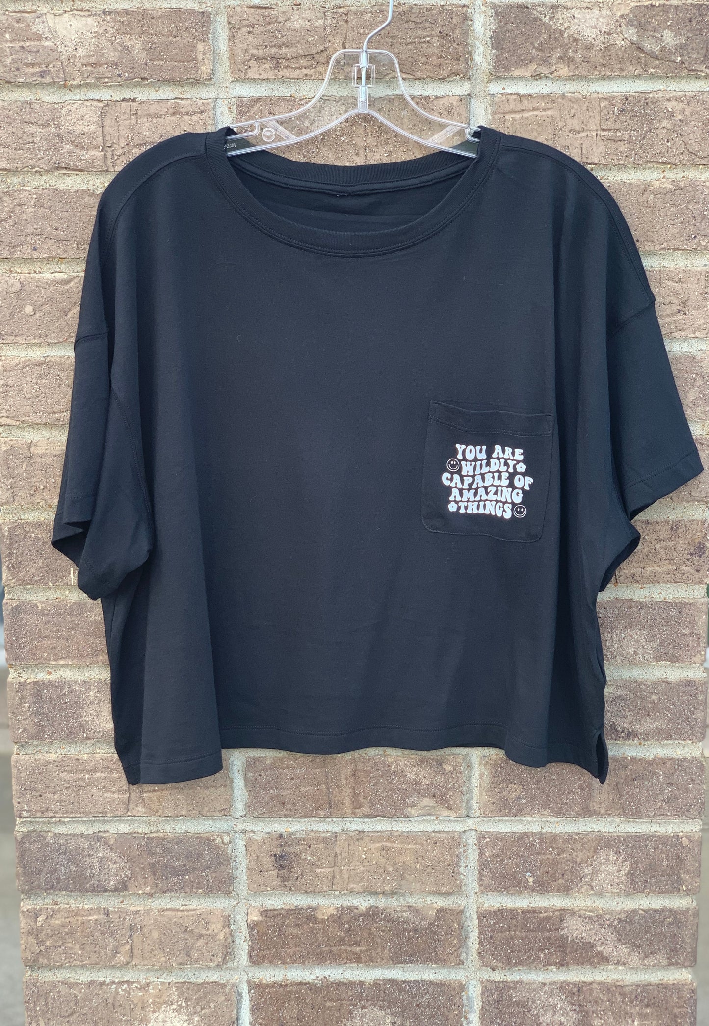 Oversized Crop Top W/ You Are Wildly Capable Of Amazing Things Graphics