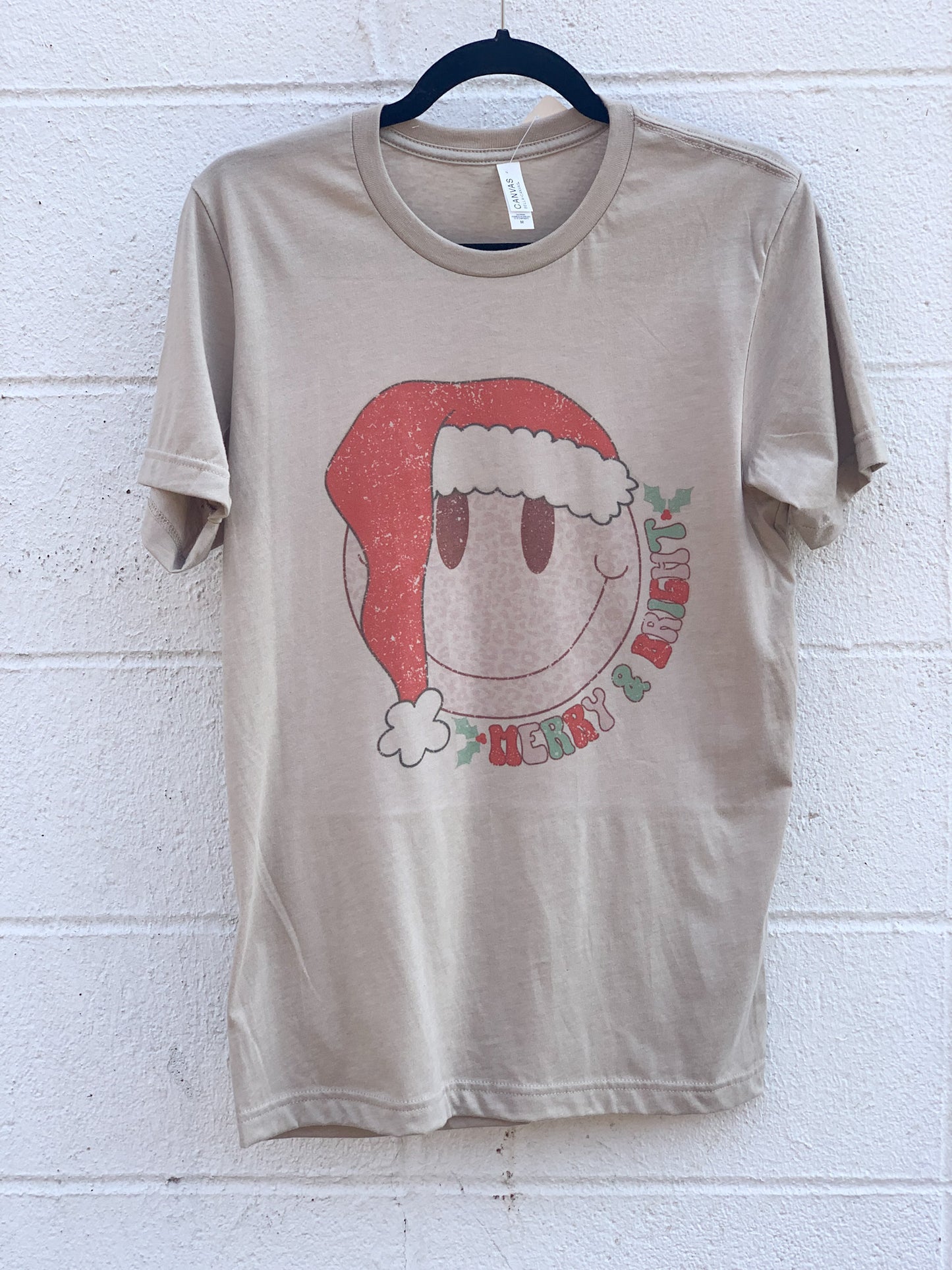 Smiley Leopard Print Christmas Tee