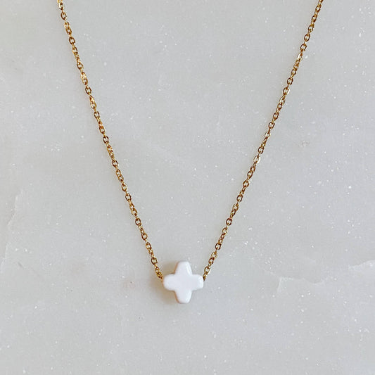 So Very Blessed Cross Necklace: White