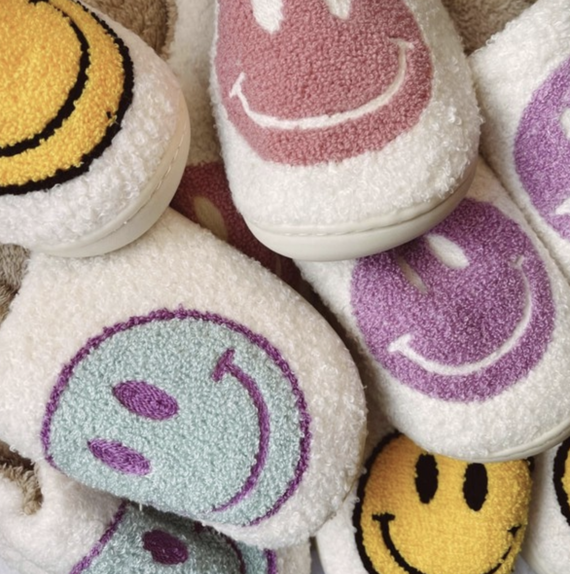 Smiley Cozy Slippers- yellow