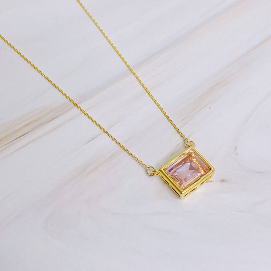Sweet Square Pendant Necklace: Princess Pink