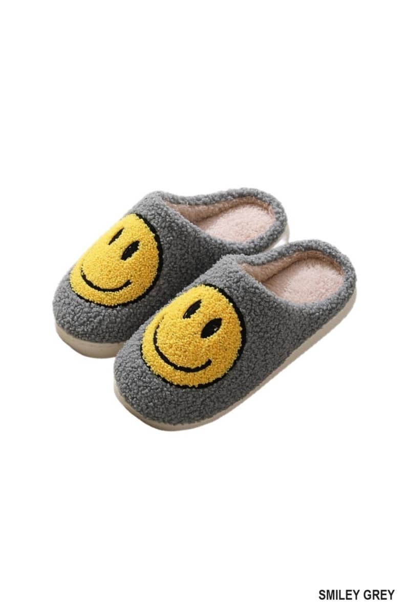 SMILEY FACE SOFT PLUSH COZY SLIPPERS