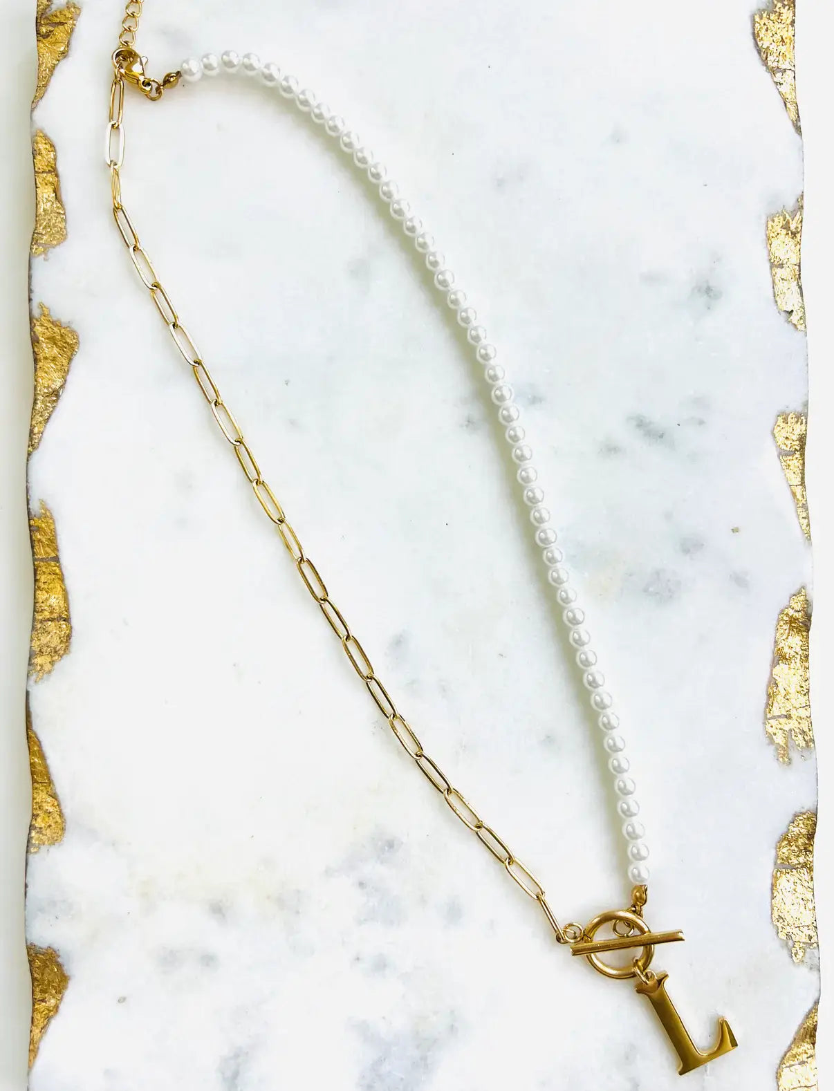 Victoria Toggle Clasp Initial Necklace