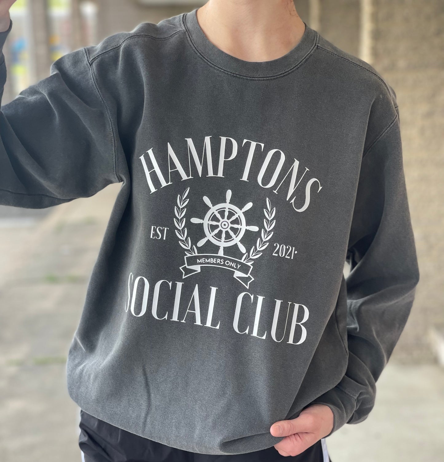 Hamptons Social Club Sweatshirt on Comfort Colors Sweater