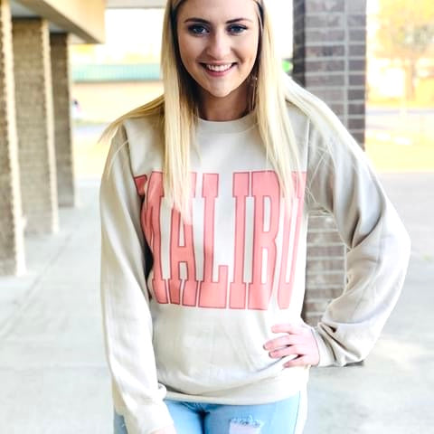 Malibu Crew Neck Sweatshirt-tan