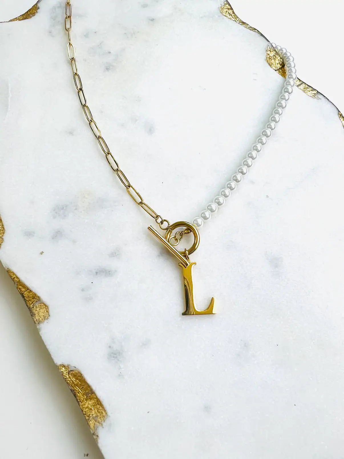 Victoria Toggle Clasp Initial Necklace