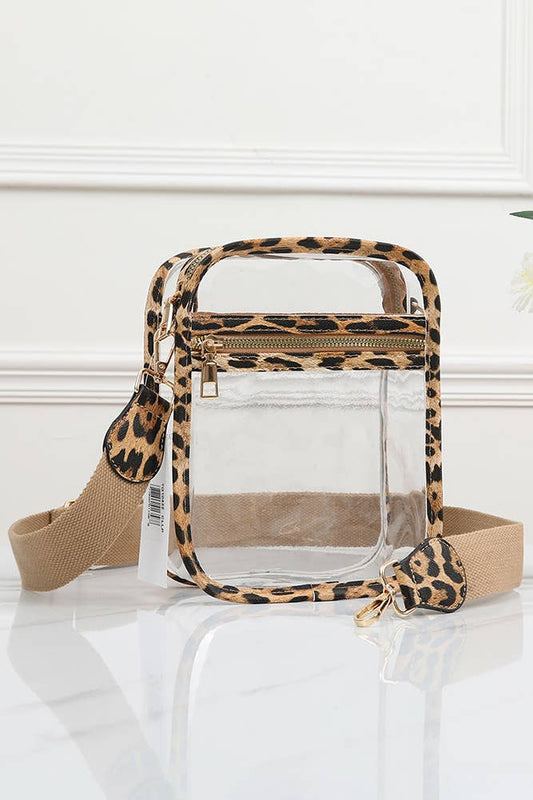 Clear PU Cross Body Mini Bag: Leopard