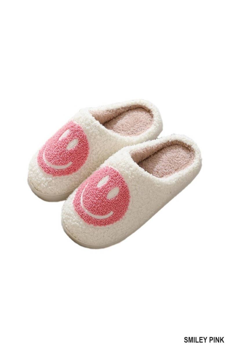 SMILEY FACE SOFT PLUSH COZY SLIPPERS
